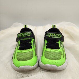 Skechers Unisex Lime Green/Black - Toddler Flex-Glow Shoes, Size 5